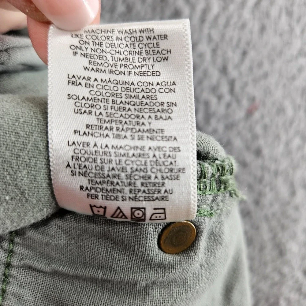 Cabi Cargo Jeans Womens 12 Green Stretch Denim Mid Rise Slim‎ Fit
